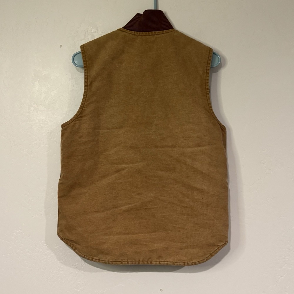 Vintage Carhartt V02 BRN Sandstone Arctic Quilt Lined Duck Vest Mens Small Brown - Picture 4 of 7